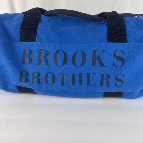 Brooks Brothers Weekender Duffle Bag Blue Canvas 19.5" *READ* - Picture 2 of 10